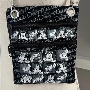 Disney Minnie n Daisy Black and White Textured Crossbody Bag